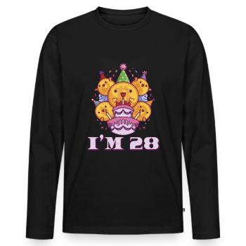 Age 28 Year Old Birth Born Cryptocurrency Money - Men's Premium Organic Long Sleeve Shirt - black - Front - Nico (187cm)