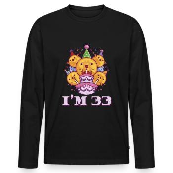 Age 33 Year Old Birth Born Cryptocurrency Money - Men's Premium Organic Long Sleeve Shirt - black - Front - Nico (187cm)