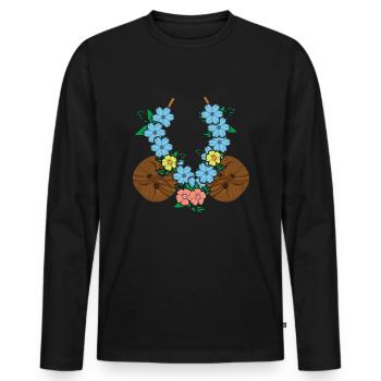 Plage 2022 Tropical Coconut Floral Summer - T-shirt manches longues Premium bio Homme - noir - Devant - Nico (187cm)