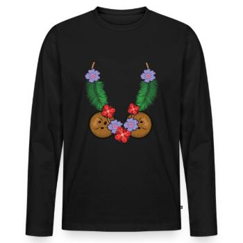 Plage 2022 Fleur de Tropicale Florale Été - T-shirt manches longues Premium bio Homme - noir - Devant - Nico (187cm)
