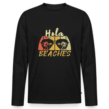 Retro Hello Beach 2022 Tropical Hello Summer - Männer Premium Bio Langarmshirt - Schwarz - Vorne - Nico (187cm)