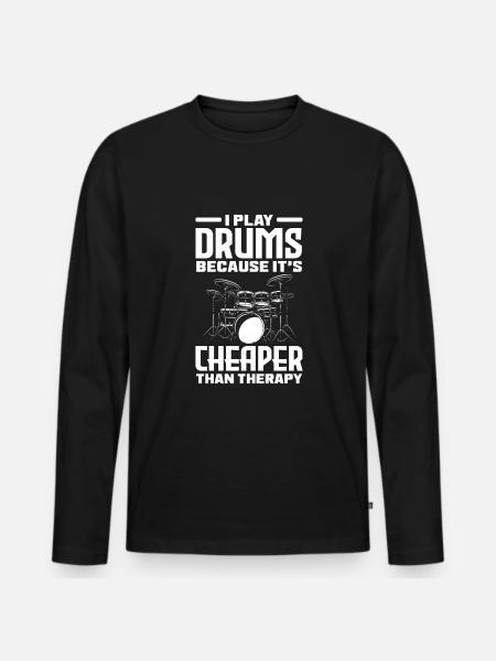 Drums Drummer Gift - Men's Premium Organic Long Sleeve Shirt - black