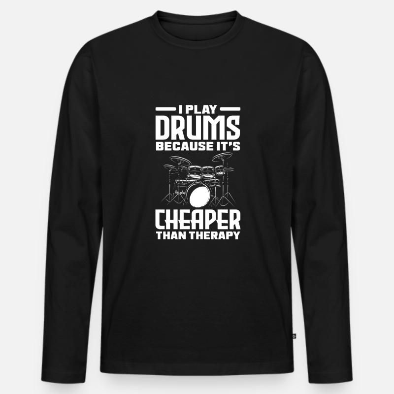 Drums Drummer Gift - Men's Premium Organic Long Sleeve Shirt - black