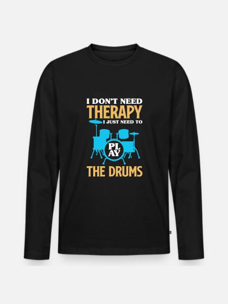 Drums Drummer Gift - Men's Premium Organic Long Sleeve Shirt - black