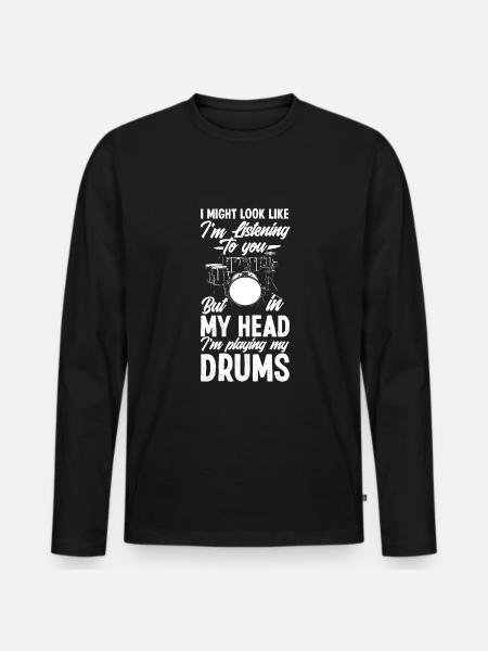 Drums Drummer Gift - Men's Premium Organic Long Sleeve Shirt - black