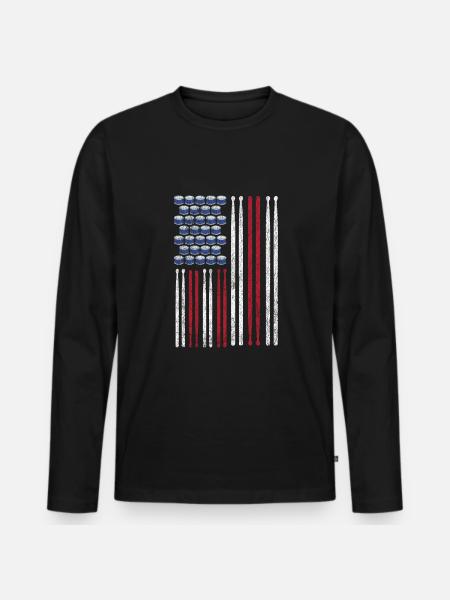 Drums Drummer Gift - Men's Premium Organic Long Sleeve Shirt - black