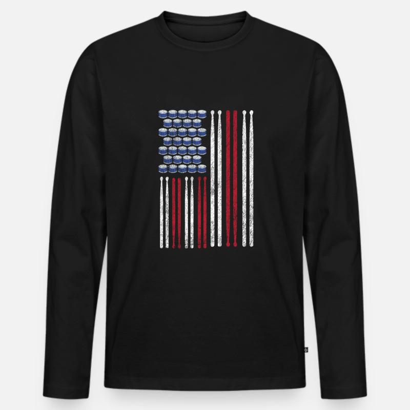 Drums Drummer Gift - Men's Premium Organic Long Sleeve Shirt - black