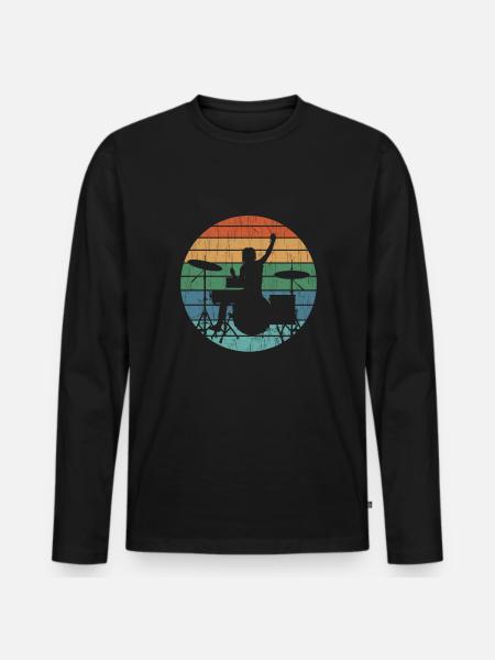 Drums Drummer Gift - Men's Premium Organic Long Sleeve Shirt - black