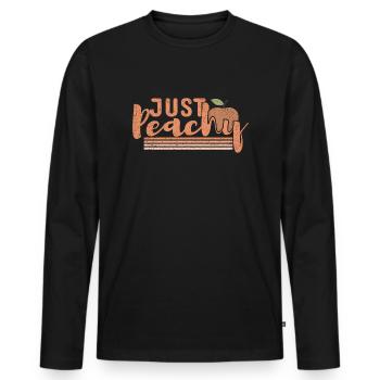 Retro Just Peach Beach 2022 Tropical Hello Summer - Men's Premium Organic Long Sleeve Shirt - black - Front - Nico (187cm)