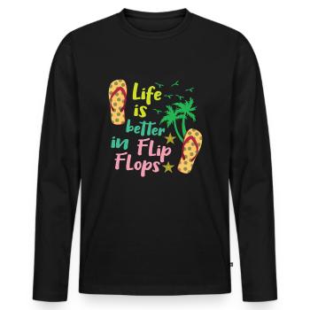 Life Better Flop Beach 2022 Tropical Summer - Männer Premium Bio Langarmshirt - Schwarz - Vorne - Nico (187cm)