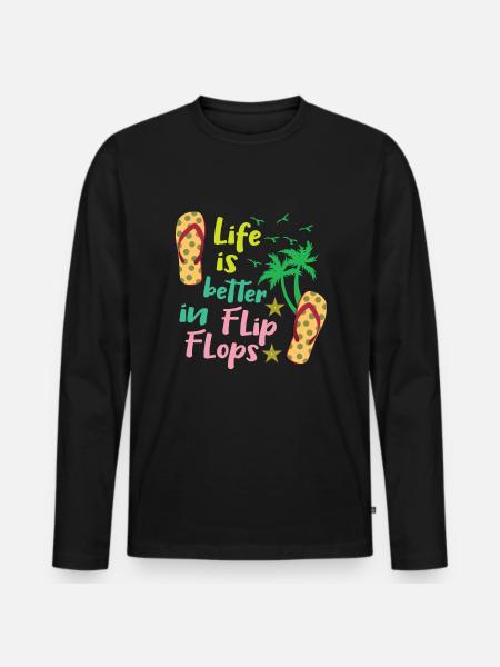Life Better Flop Beach 2022 Tropical Summer - Männer Premium Bio Langarmshirt - Schwarz