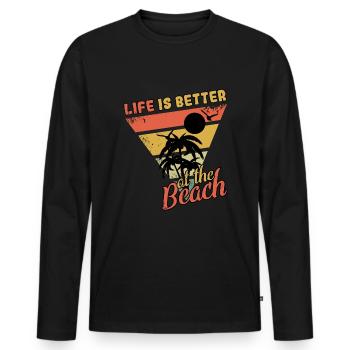 Vintage Life Better Beach 2022 Tropical Summer - Männer Premium Bio Langarmshirt - Schwarz - Vorne - Nico (187cm)