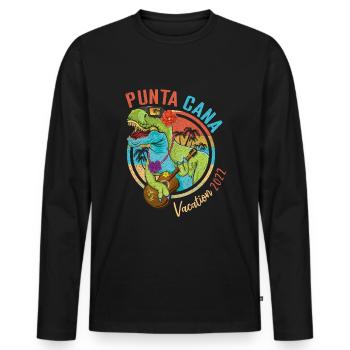 Vintage Punta Cana Vacances 2022 Été Tropical - T-shirt manches longues Premium bio Homme - noir - Devant - Nico (187cm)