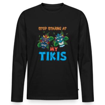 Beach 2022 Tiki Hawaiian Hawaii Summer - Männer Premium Bio Langarmshirt - Schwarz - Vorne - Nico (187cm)