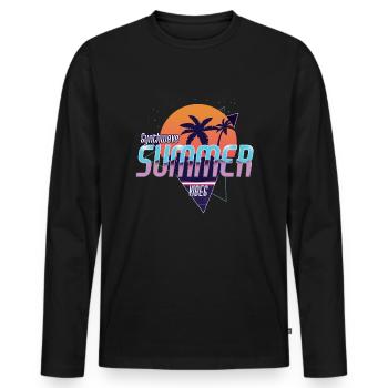 Vaporwave Vibes Tropical Hello Summer 2022 - Männer Premium Bio Langarmshirt - Schwarz - Vorne - Nico (187cm)