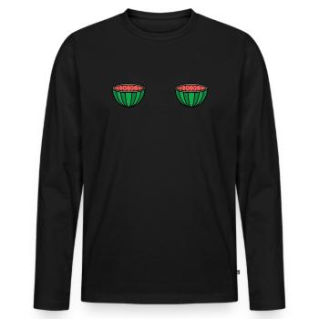 Plage 2022 Fruit Tropical Pastèque Été - T-shirt manches longues Premium bio Homme - noir - Devant - Nico (187cm)