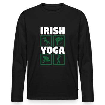 Drôle de yoga Temps Mandala Méditez Ivre Yoga irlandais - T-shirt manches longues Premium bio Homme - noir - Devant - Nico (187cm)