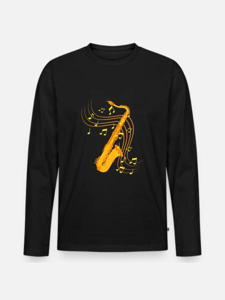 Saxophone Jazz - T-shirt manches longues Premium bio Homme - noir