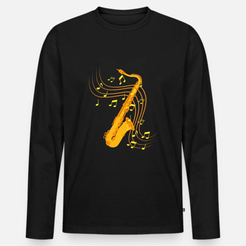 Saxophon Jazz - Männer Premium Bio Langarmshirt - Schwarz