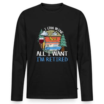 Vintage Wine Adventure Vacances Glamp Go Camping - T-shirt manches longues Premium bio Homme - noir - Devant - Nico (187cm)