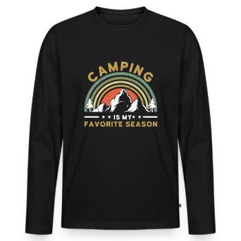 Vintage Adventure Vacation Camp Camper Camping - Men's Premium Organic Long Sleeve Shirt - black - Front - Nico (187cm)