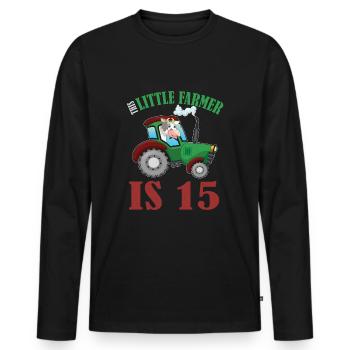 Birth Born Age 15 Years Old Farmer Cow Tractor - Männer Premium Bio Langarmshirt - Schwarz - Vorne - Nico (187cm)