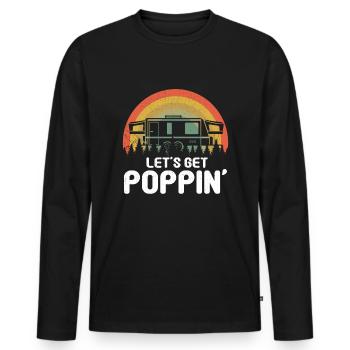 Retro Vintage Camp Camper Motor Home Camping - Men's Premium Organic Long Sleeve Shirt - black - Front - Nico (187cm)