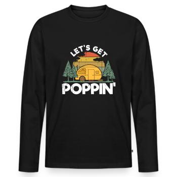 Vintage Retro Camp Camper Motor Home Camping - Men's Premium Organic Long Sleeve Shirt - black - Front - Nico (187cm)