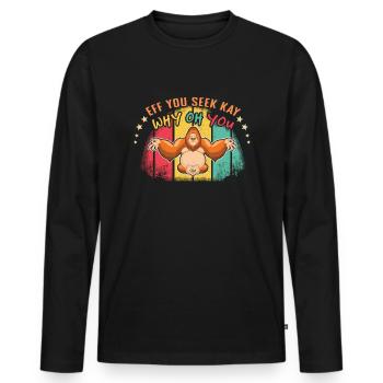 Zen Namaste Animal Meditation Cute Monkey Yoga - Men's Premium Organic Long Sleeve Shirt - black - Front - Nico (187cm)