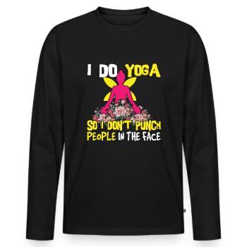Relax Yoga Zen Mandala Meditate Punch Do Yoga - Men's Premium Organic Long Sleeve Shirt - black - Front - Nico (187cm)