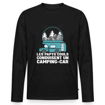 Cool Grandpas Drive Motor Home Camper Camping - Men's Premium Organic Long Sleeve Shirt - black - Front - Nico (187cm)