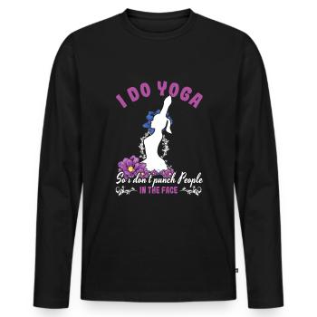 Relax Yoga Zen Mandala Meditate Funny Punch Yoga - Men's Premium Organic Long Sleeve Shirt - black - Front - Nico (187cm)