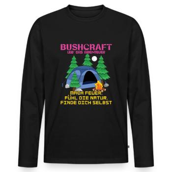 Adventure Nature Feel Camp Camper Camping - Men's Premium Organic Long Sleeve Shirt - black - Front - Nico (187cm)