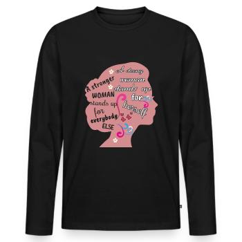 Stronger Woman Feminism Rights Womens Equality - Men's Premium Organic Long Sleeve Shirt - black - Front - Nico (187cm)
