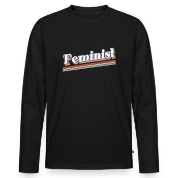 Retro Feminist Feminism Rights Womens Equality - Men's Premium Organic Long Sleeve Shirt - black - Front - Nico (187cm)