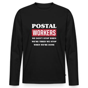 Drôle de lettre Livreur Post Post Cadeaux - T-shirt manches longues Premium bio Homme - noir - Devant - Nico (187cm)