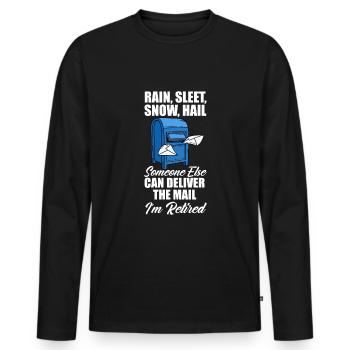 Drôle de lettre Livreur Post Post Cadeaux - T-shirt manches longues Premium bio Homme - noir - Devant - Nico (187cm)