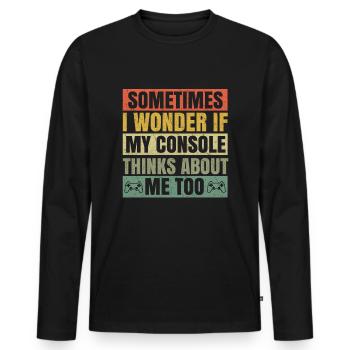 Funny Retro Console Video Game Lover Gaming - Männer Premium Bio Langarmshirt - Schwarz - Vorne - Nico (187cm)