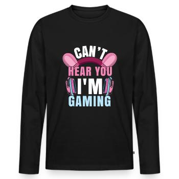 Les amateurs de jeux vidéo ne peuvent pas entendre que je joue - T-shirt manches longues Premium bio Homme - noir - Devant - Nico (187cm)