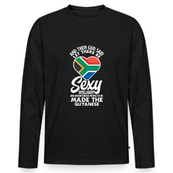 Lustiges Geschenk Zum Guyanischen Erbe - Männer Premium Bio Langarmshirt - Schwarz - Vorne - Nico (187cm)