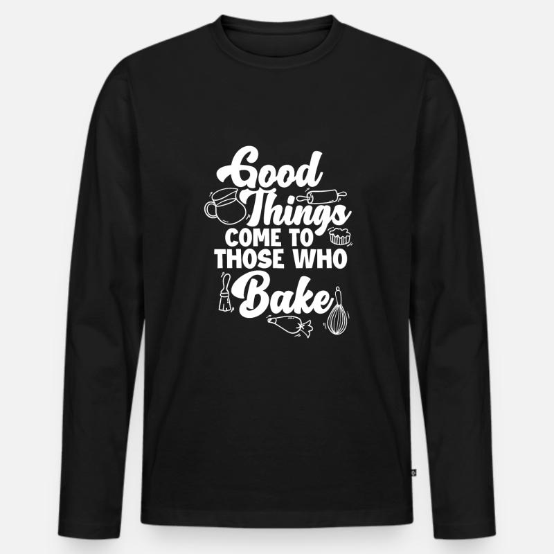 Lustiges Hobby Bäcker Geschenk - Männer Premium Bio Langarmshirt - Schwarz