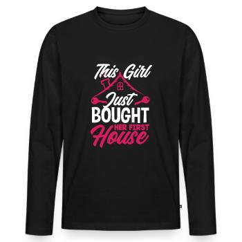 Homeowner Home Purchase Gift - Men's Premium Organic Long Sleeve Shirt - black - Front - Nico (187cm)
