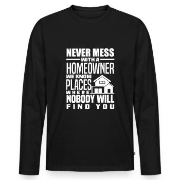 Homeowner Home Purchase Gift - Men's Premium Organic Long Sleeve Shirt - black - Front - Nico (187cm)