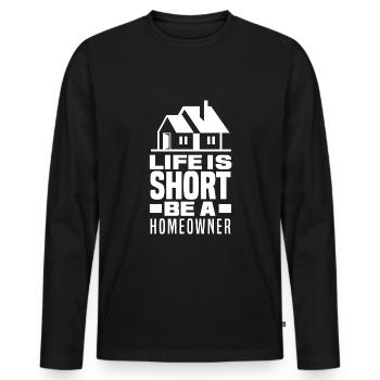 Homeowner Home Purchase Gift - Men's Premium Organic Long Sleeve Shirt - black - Front - Nico (187cm)