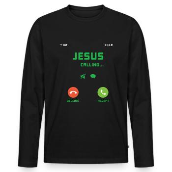 Jesus Calling Accept Lord God Christian Love Jesus - Men's Premium Organic Long Sleeve Shirt - black - Front - Nico (187cm)