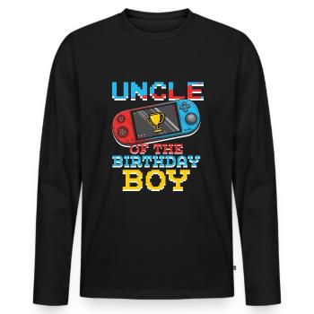 Uncle Of Gamer Video Game Lover Gamer - Men's Premium Organic Long Sleeve Shirt - black - Front - Nico (187cm)
