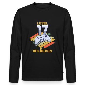 Retro Video Game Lover Age 17 Level Unlocked - Men's Premium Organic Long Sleeve Shirt - black - Front - Nico (187cm)