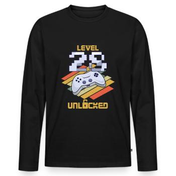 Retro Video Game Lover Age 28 Level Unlocked - Men's Premium Organic Long Sleeve Shirt - black - Front - Nico (187cm)