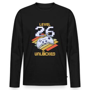 Retro Video Game Lover Age 26 Level Unlocked - Men's Premium Organic Long Sleeve Shirt - black - Front - Nico (187cm)