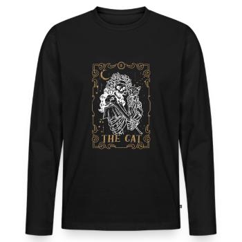 Cat Tarot Card Occult Club Gothic Animal - Männer Premium Bio Langarmshirt - Schwarz - Vorne - Nico (187cm)